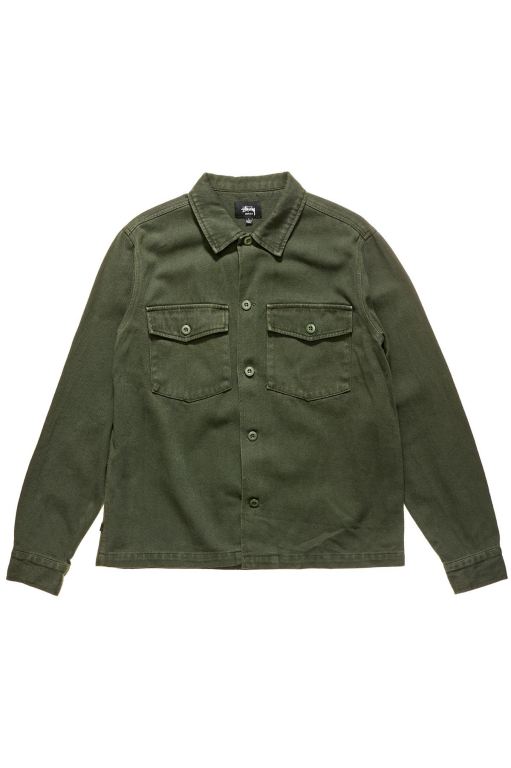 Stussy Mens Olly Work Shirts Green - AGVWR0264